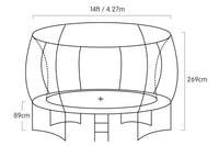 Kahuna 14ft Trampoline With Ladder And Round Enclosure - 6 Colours