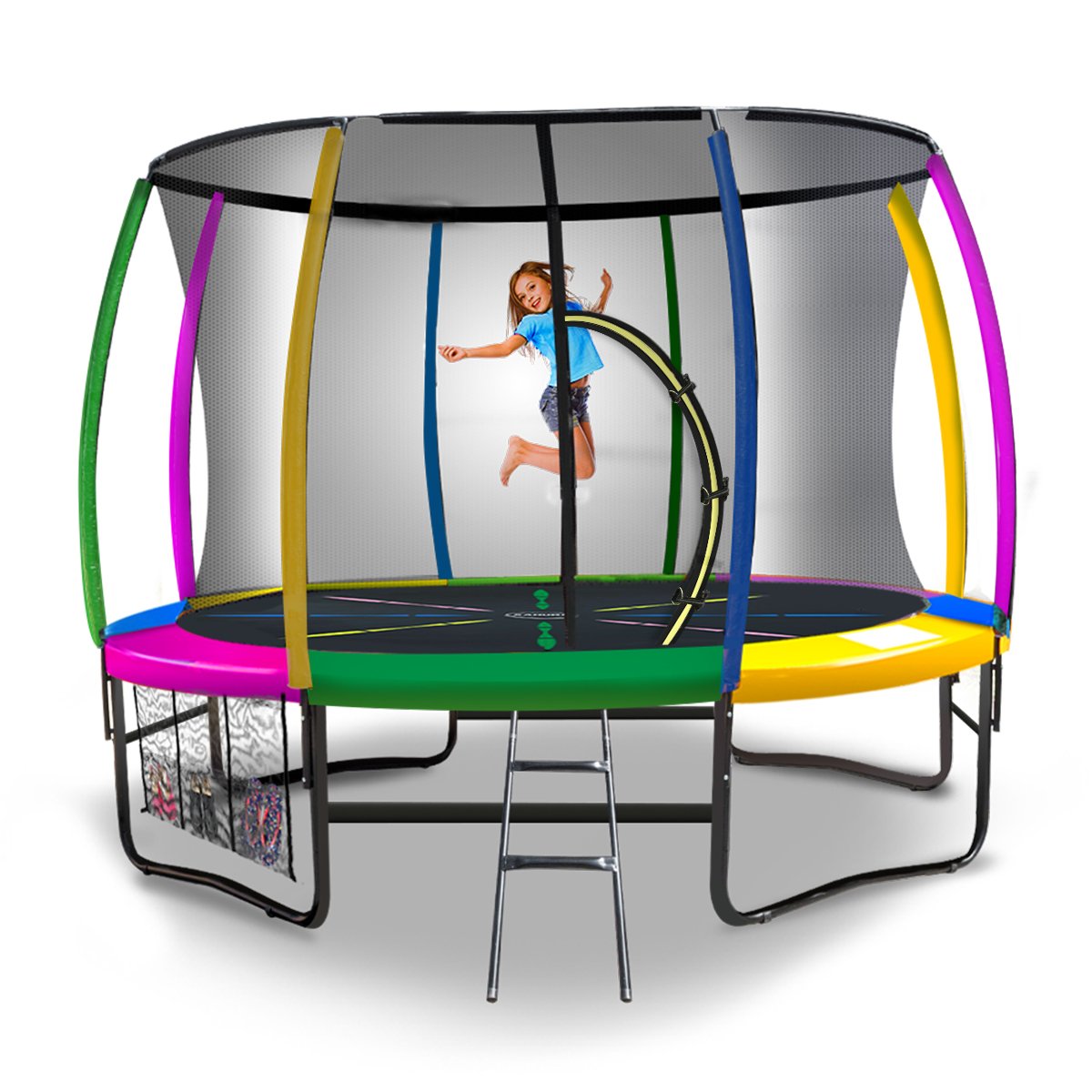Kahuna 14ft Trampoline With Ladder And Round Enclosure - 6 Colours