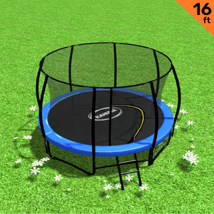 Trampoline With Ladder Spring Mat Safety Pad Cover Round Enclosure 16ft - 5 Colours