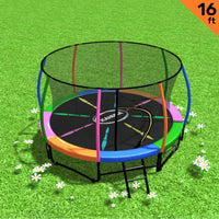 Trampoline With Ladder Spring Mat Safety Pad Cover Round Enclosure 16ft - 5 Colours