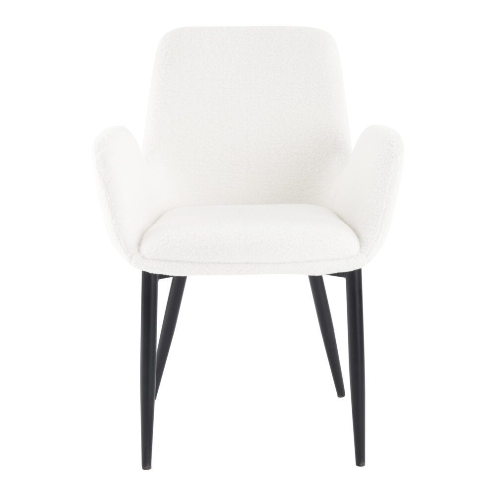 Bliss Bouclé Sherpa Fabric Armrest Dining Chair Set (2 Chairs) - White