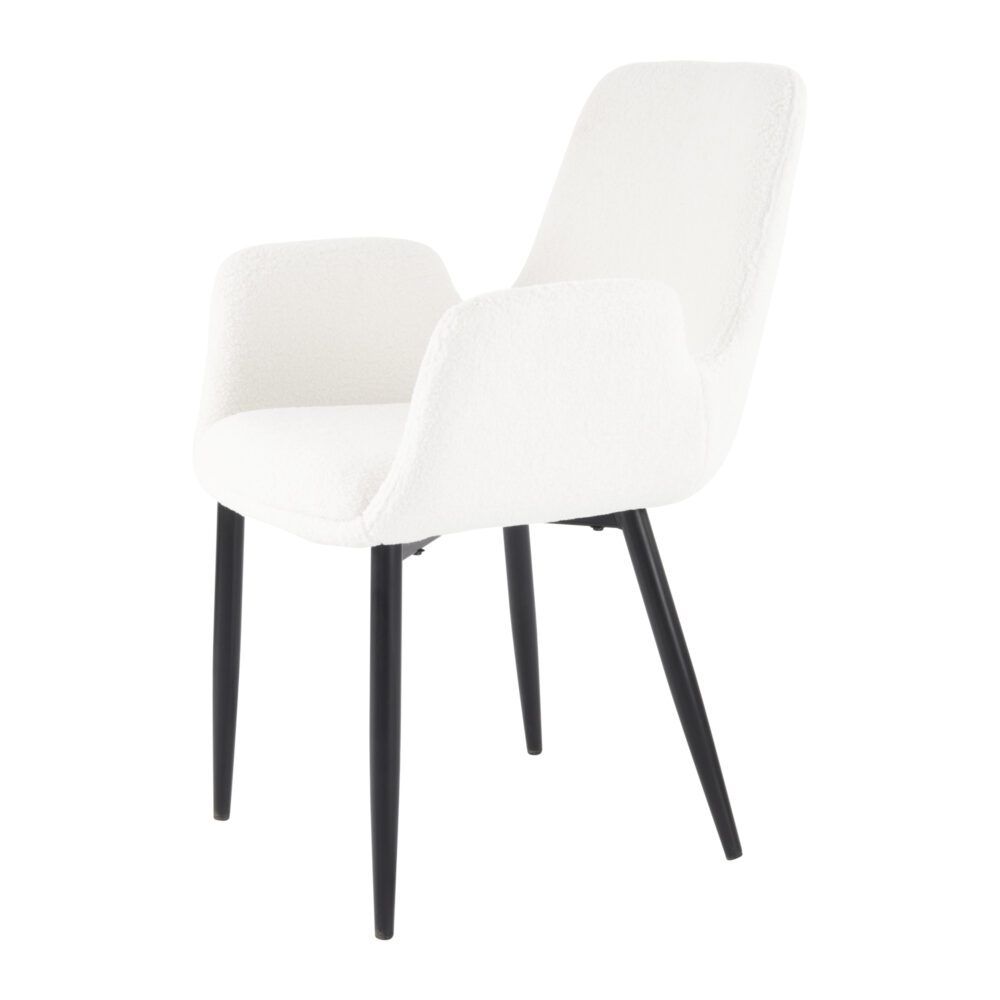 Bliss Bouclé Sherpa Fabric Armrest Dining Chair Set (2 Chairs) - White