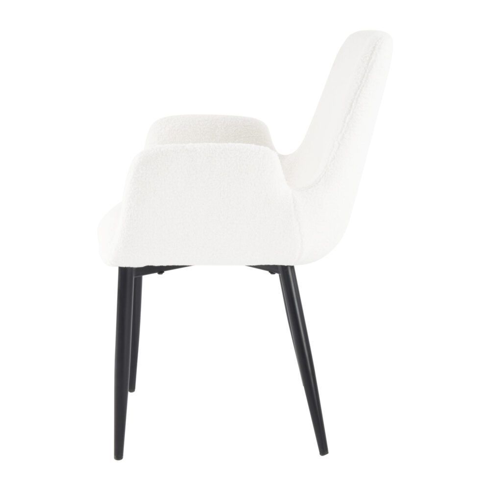 Bliss Bouclé Sherpa Fabric Armrest Dining Chair Set (2 Chairs) - White