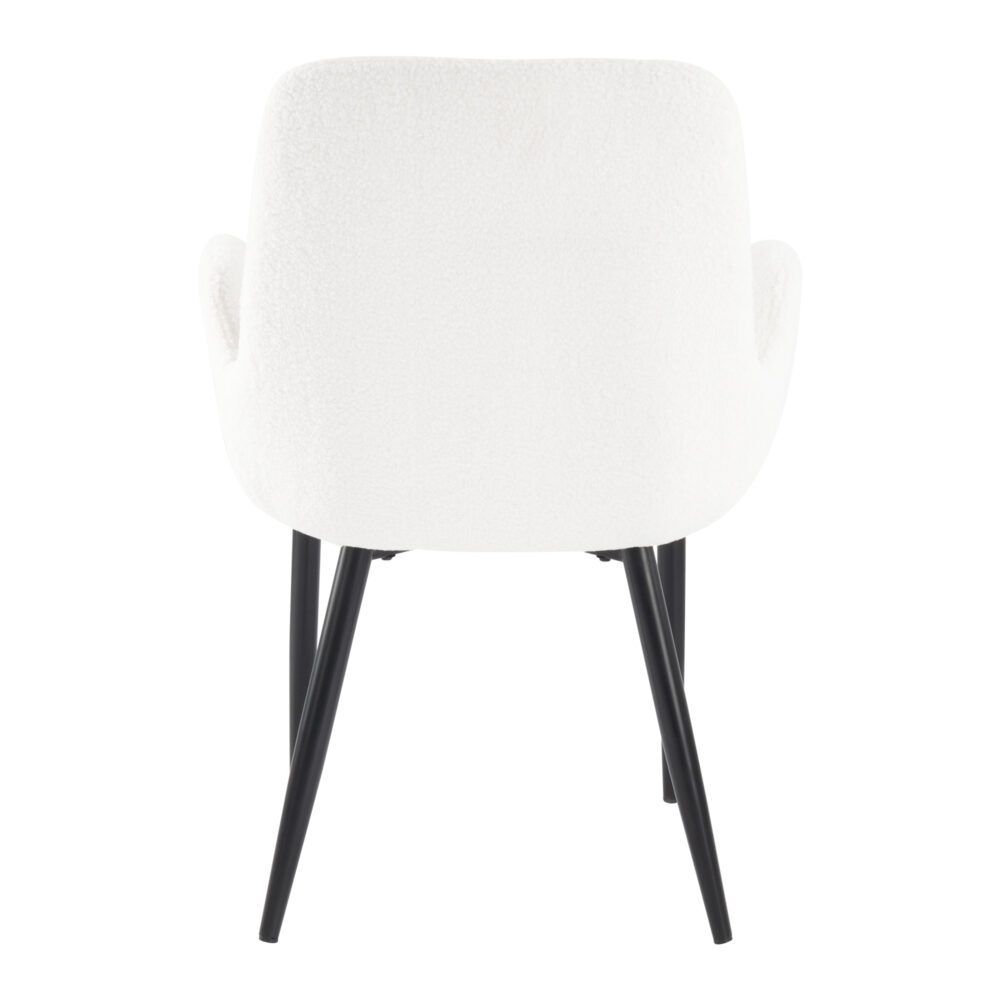 Bliss Bouclé Sherpa Fabric Armrest Dining Chair Set (2 Chairs) - White