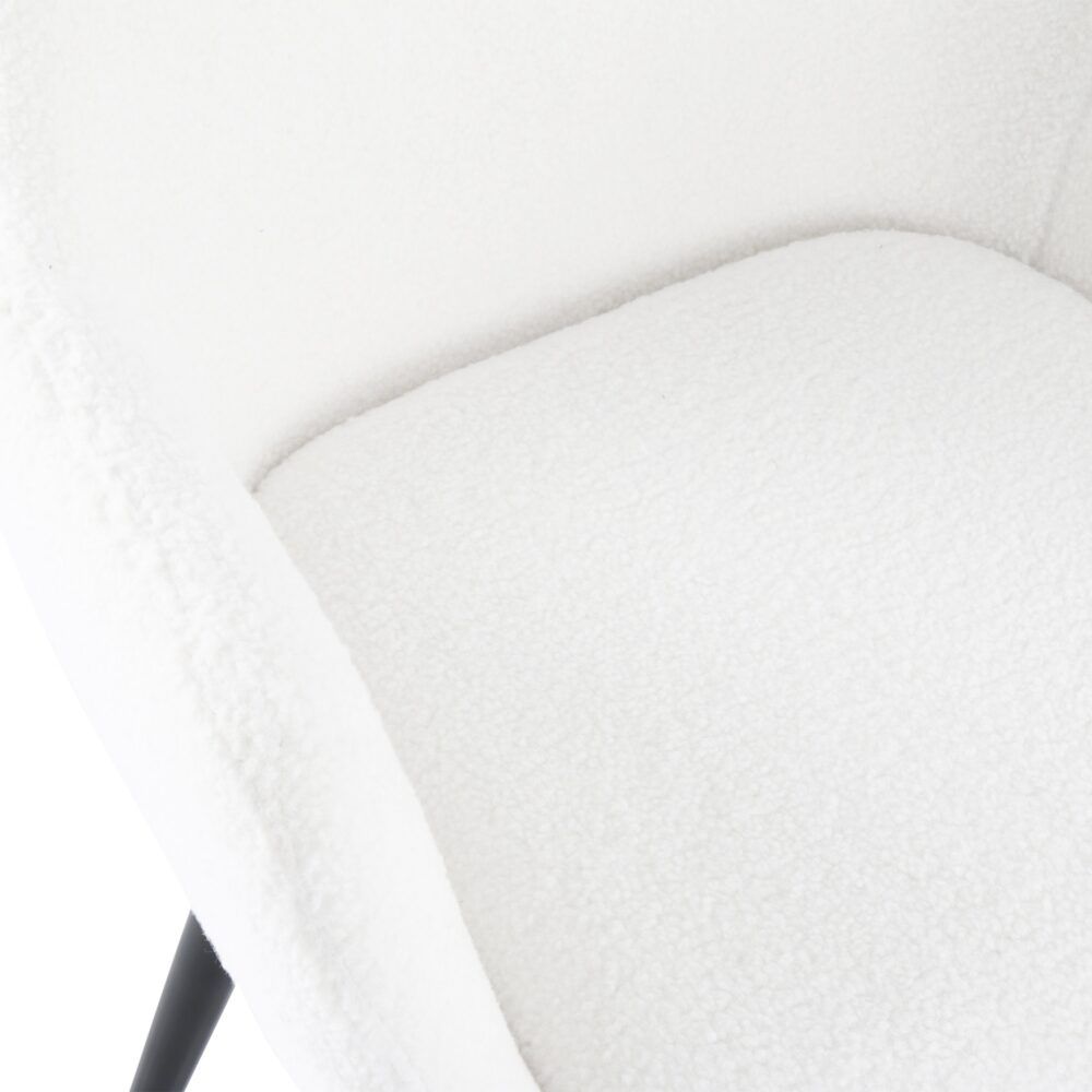 Bliss Bouclé Sherpa Fabric Armrest Dining Chair Set (2 Chairs) - White
