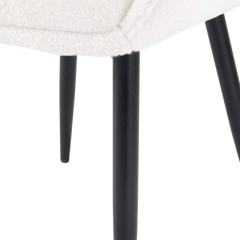Bliss Bouclé Sherpa Fabric Armrest Dining Chair Set (2 Chairs) - White