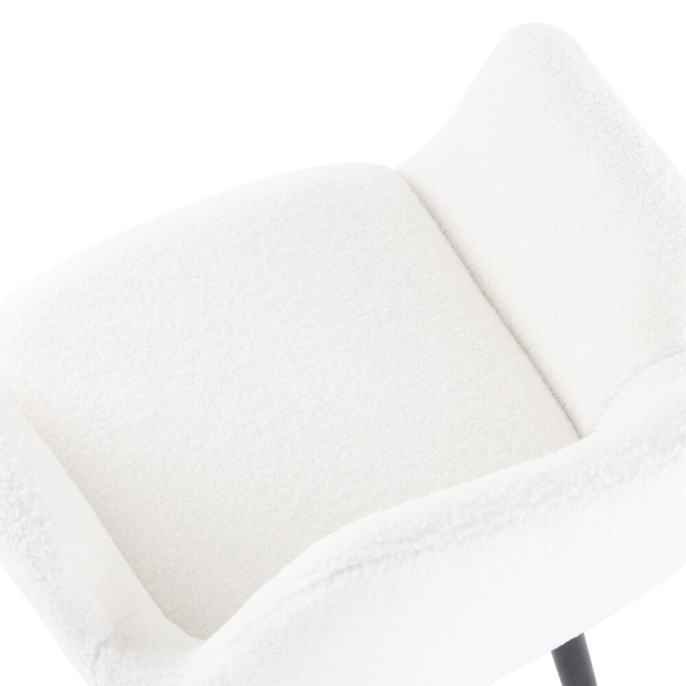 Bliss Bouclé Sherpa Fabric Armrest Dining Chair Set (2 Chairs) - White
