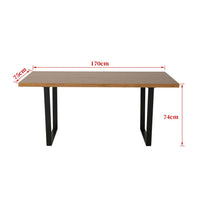 Table with dimensions marked on a white background