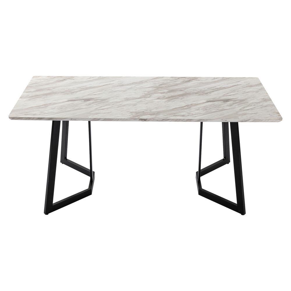 Marble Look Rectangular Dining Table With 6 Chairs