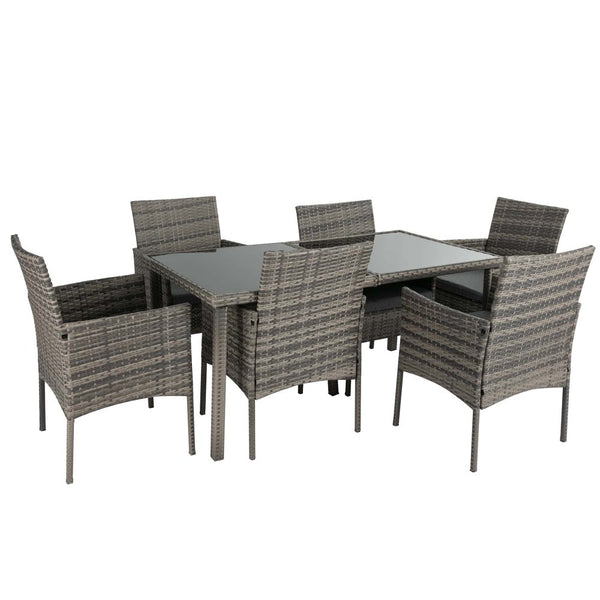 Rural Style 6 Seater Outdoor Wicker Dining Set
