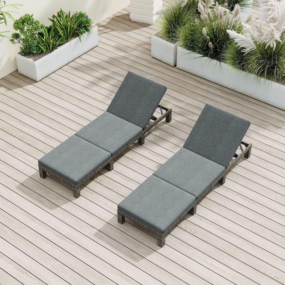 Outdoor Rattan Adjustable Sunbed