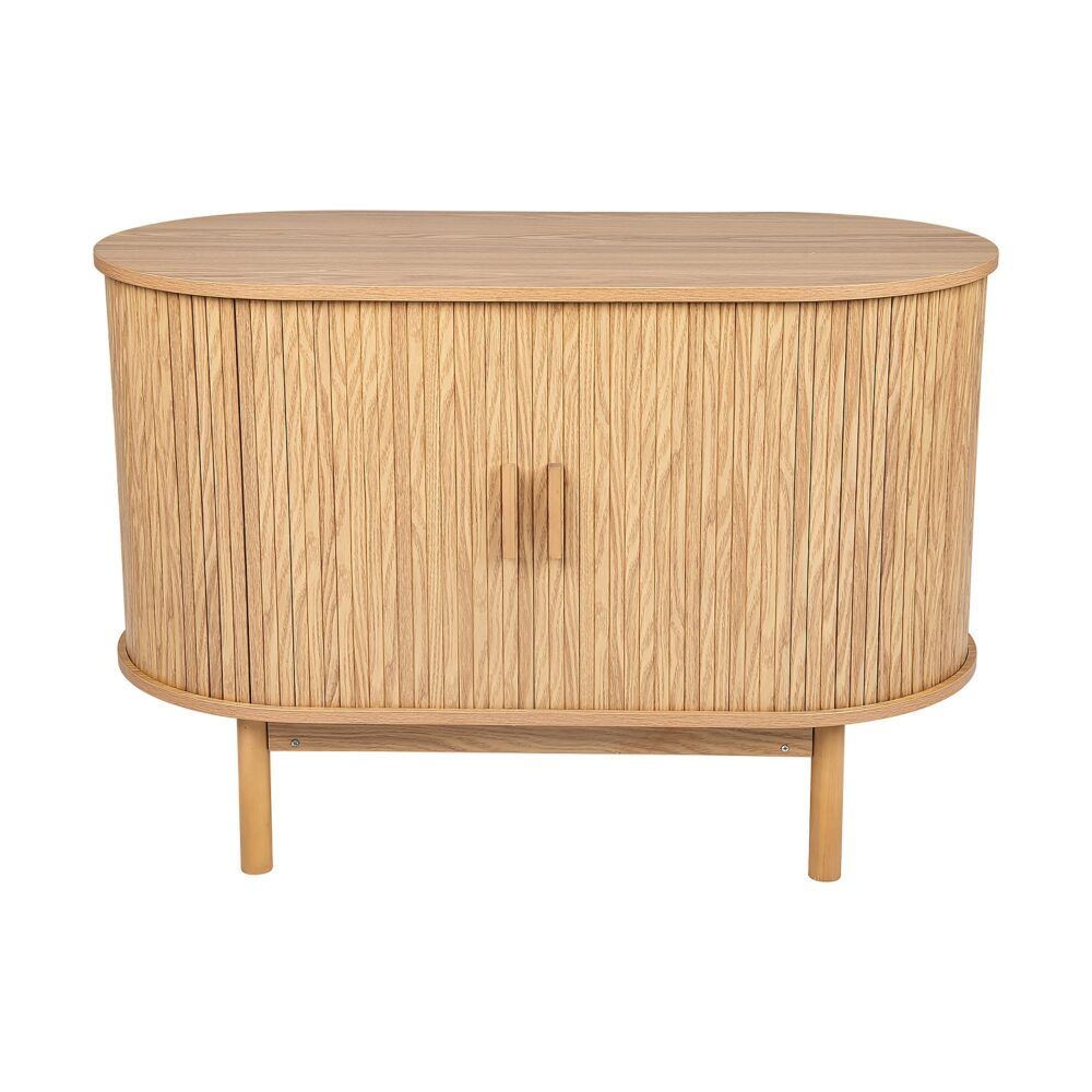Natural Wood Ribbed Sideboard Cabinet 100cm