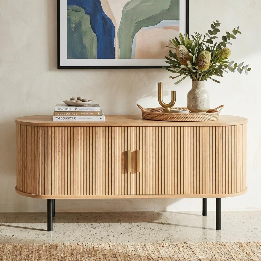 Ripple 2 Door Wood Sideboard 120cms - Natural