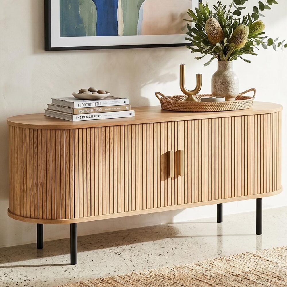 Ripple 2 Door Wood Sideboard 120cms - Natural