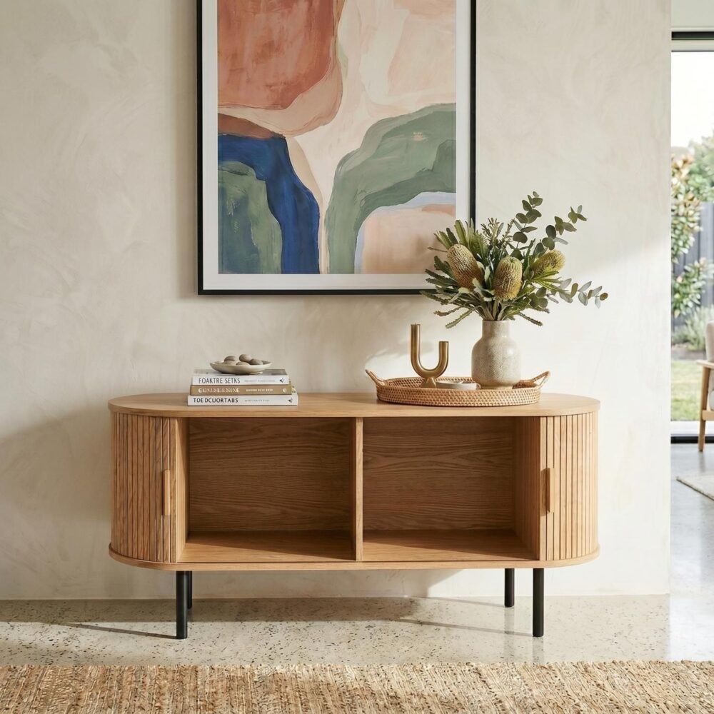 Ripple 2 Door Wood Sideboard 120cms - Natural