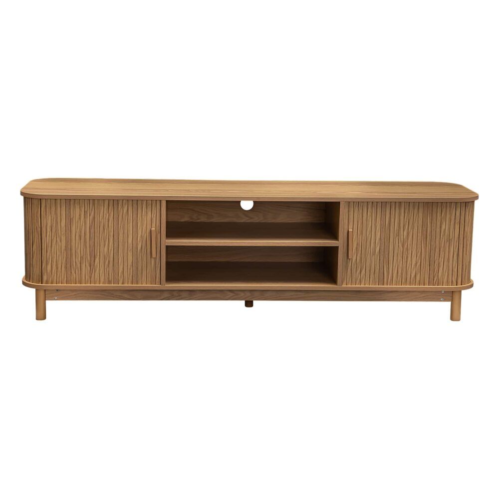 Ribbed Look Entertainment Unit 160cms - Natural