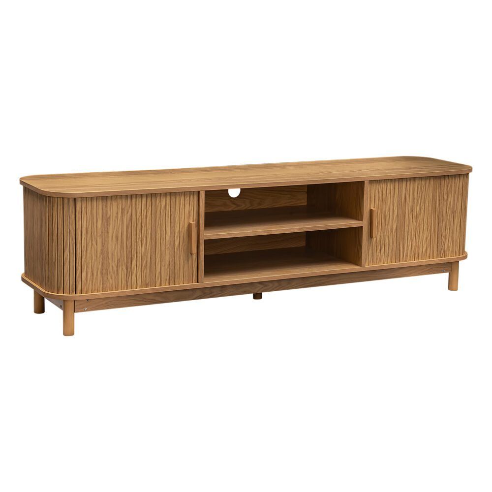 Ribbed Look Entertainment Unit 160cms - Natural
