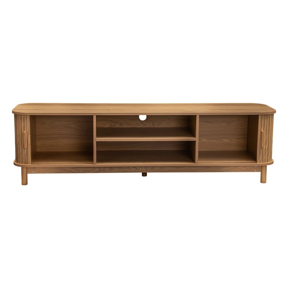 Ribbed Look Entertainment Unit 160cms - Natural