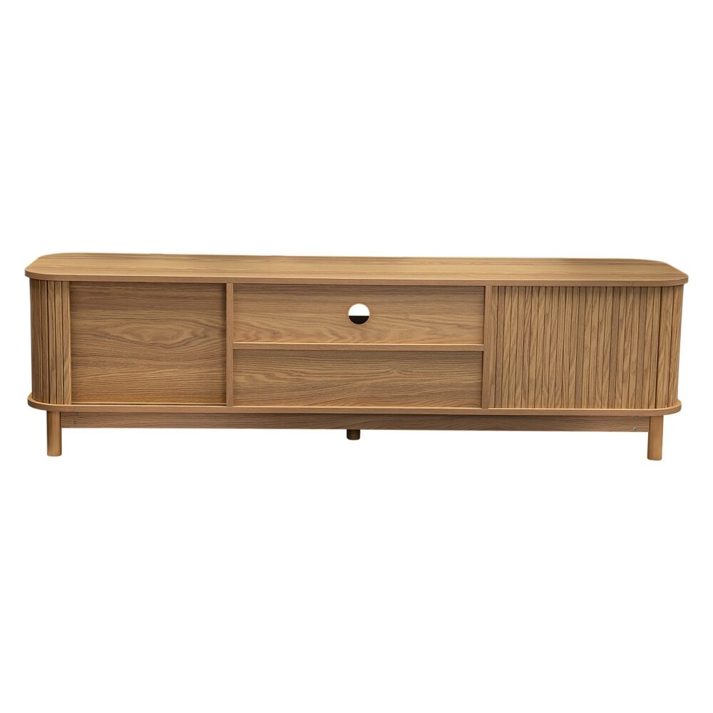 Ribbed Look Entertainment Unit 160cms - Natural