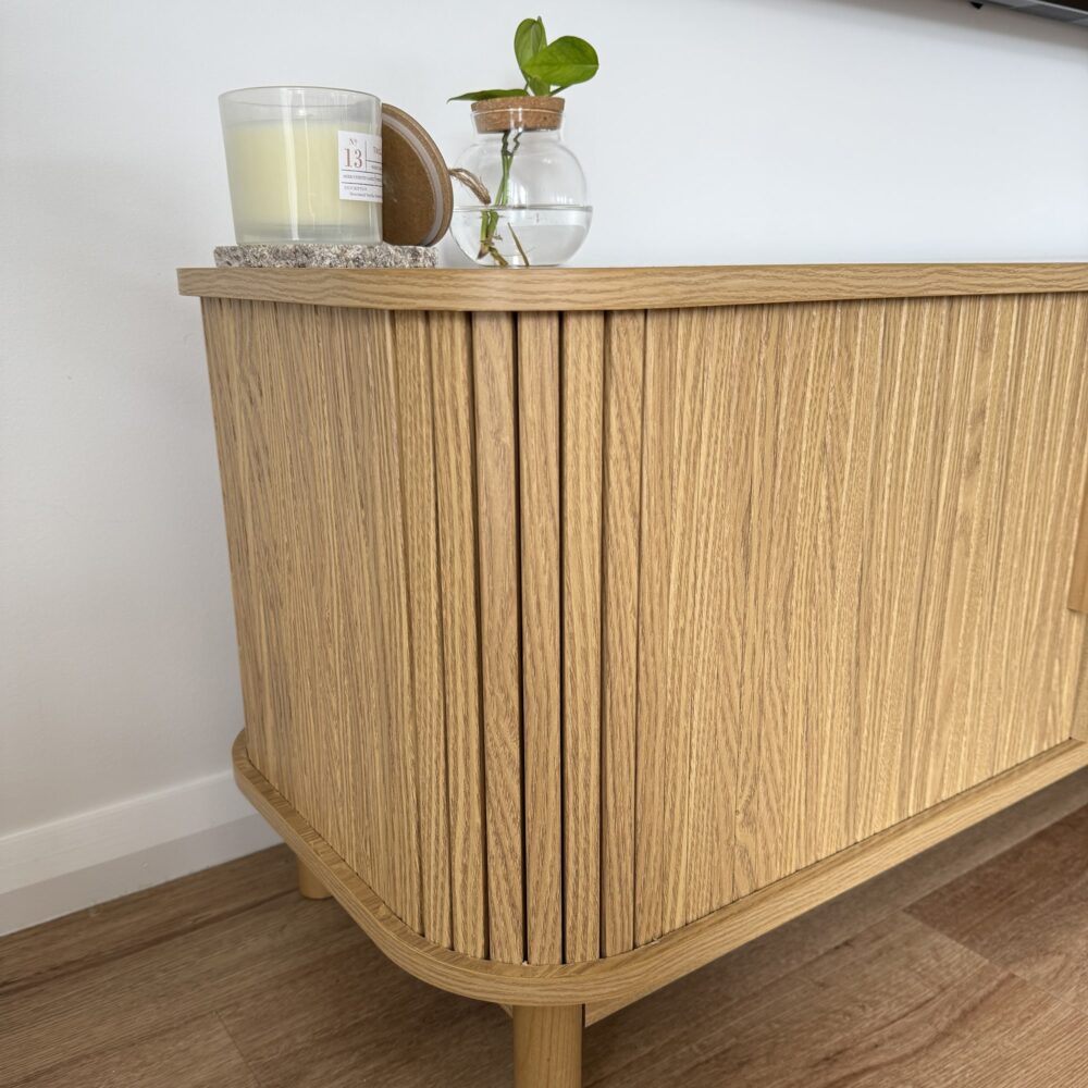 Ribbed Look Entertainment Unit 160cms - Natural