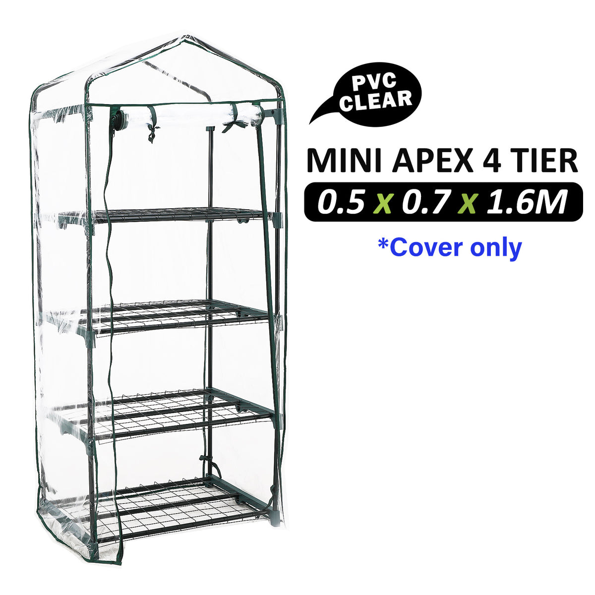 Mini Garden Greenhouse Shed PVC Apex - Cover Only