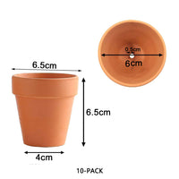 10x 6cm Flower Pots Clay Ceramic  - Terra Cotta