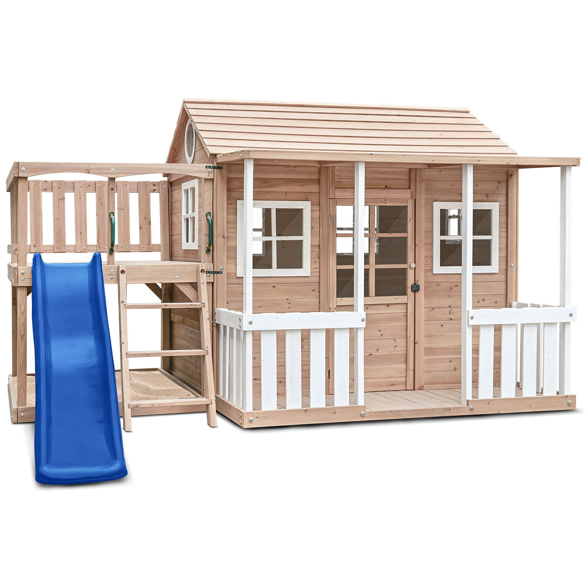 Lifespan Kids Finley Cubby House with 1.8m Slide - Blue and Green
