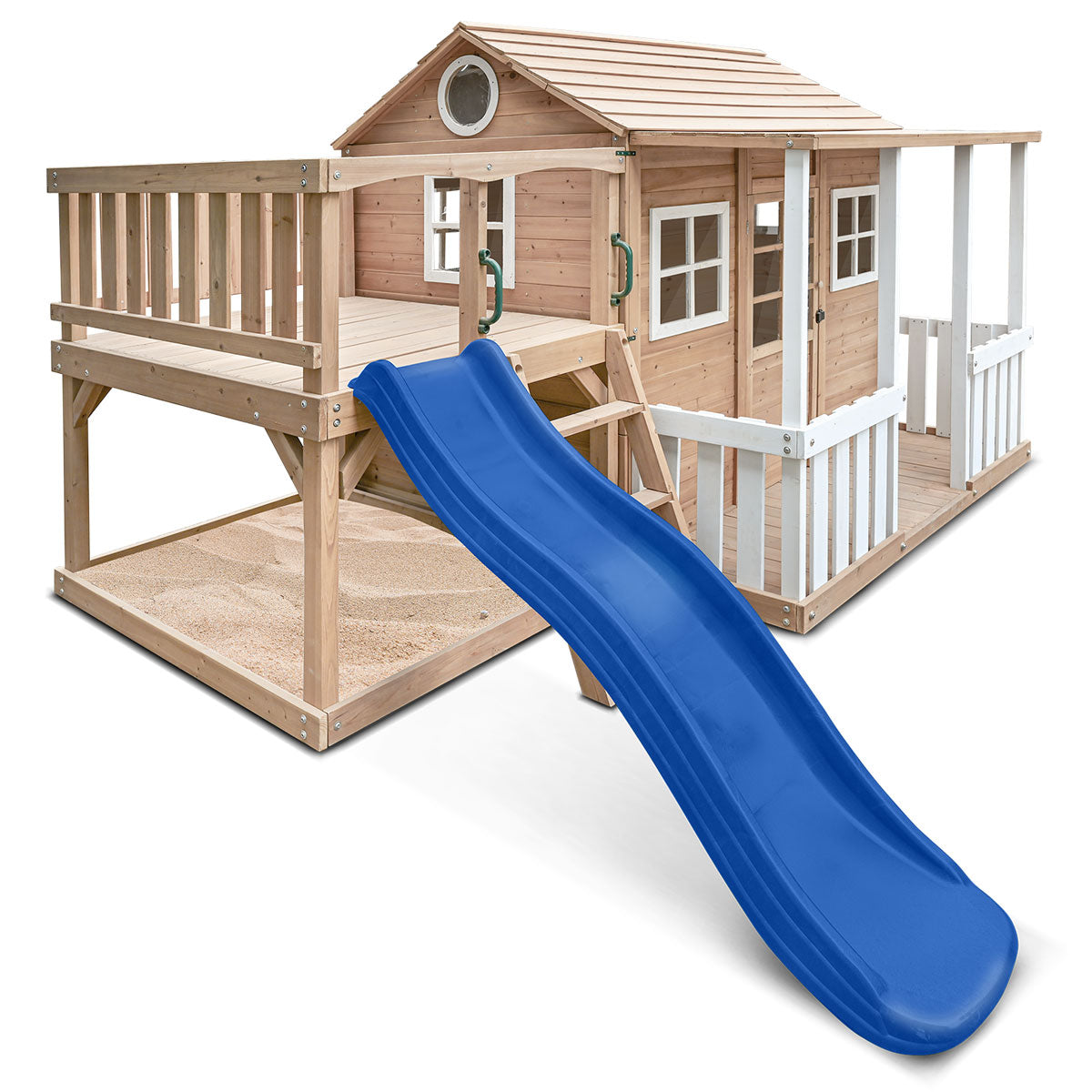 Lifespan Kids Finley Cubby House with 1.8m Slide - Blue and Green