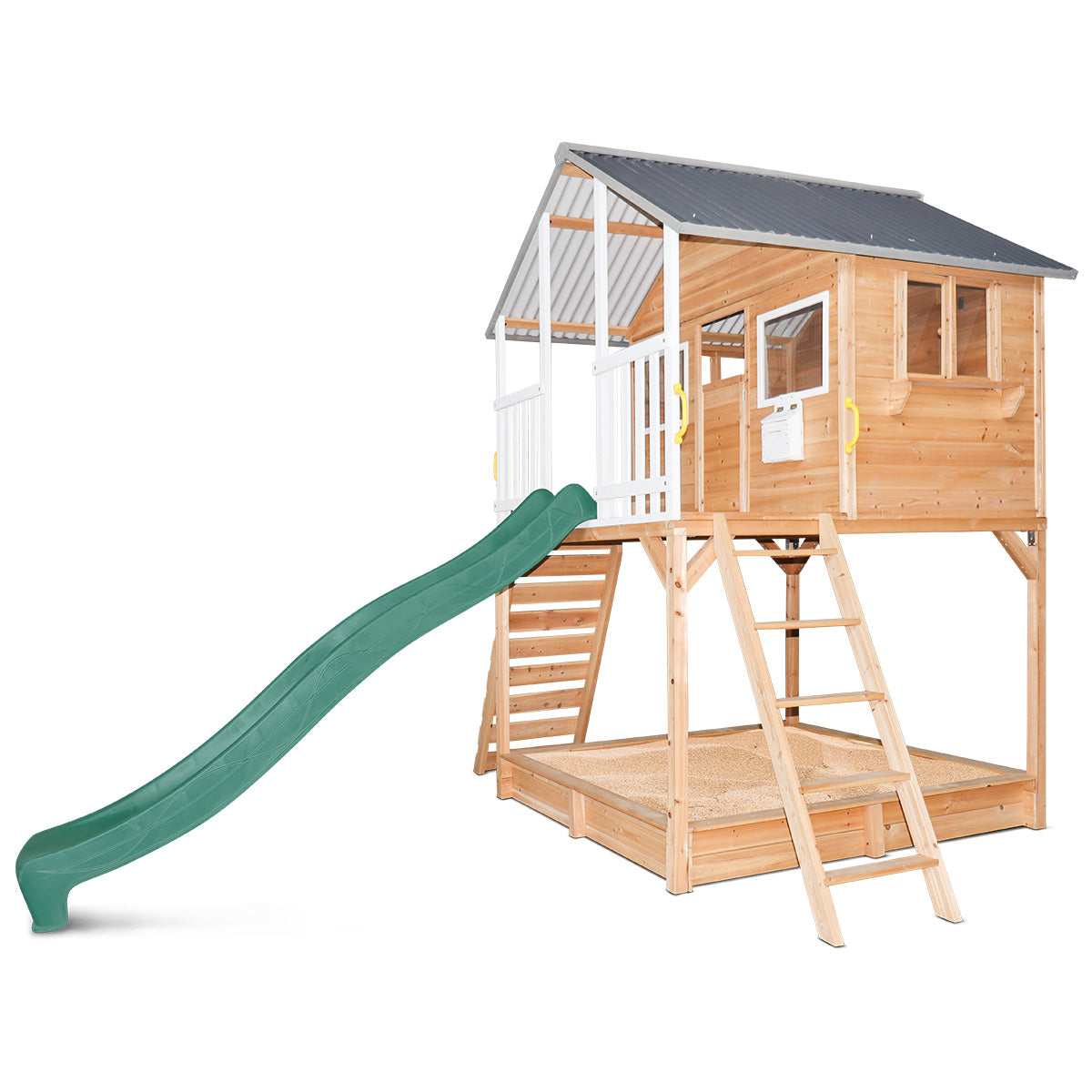 Lifespan Kids Winchester Cubby House with Elevation Platform - Green or Yellow Slide