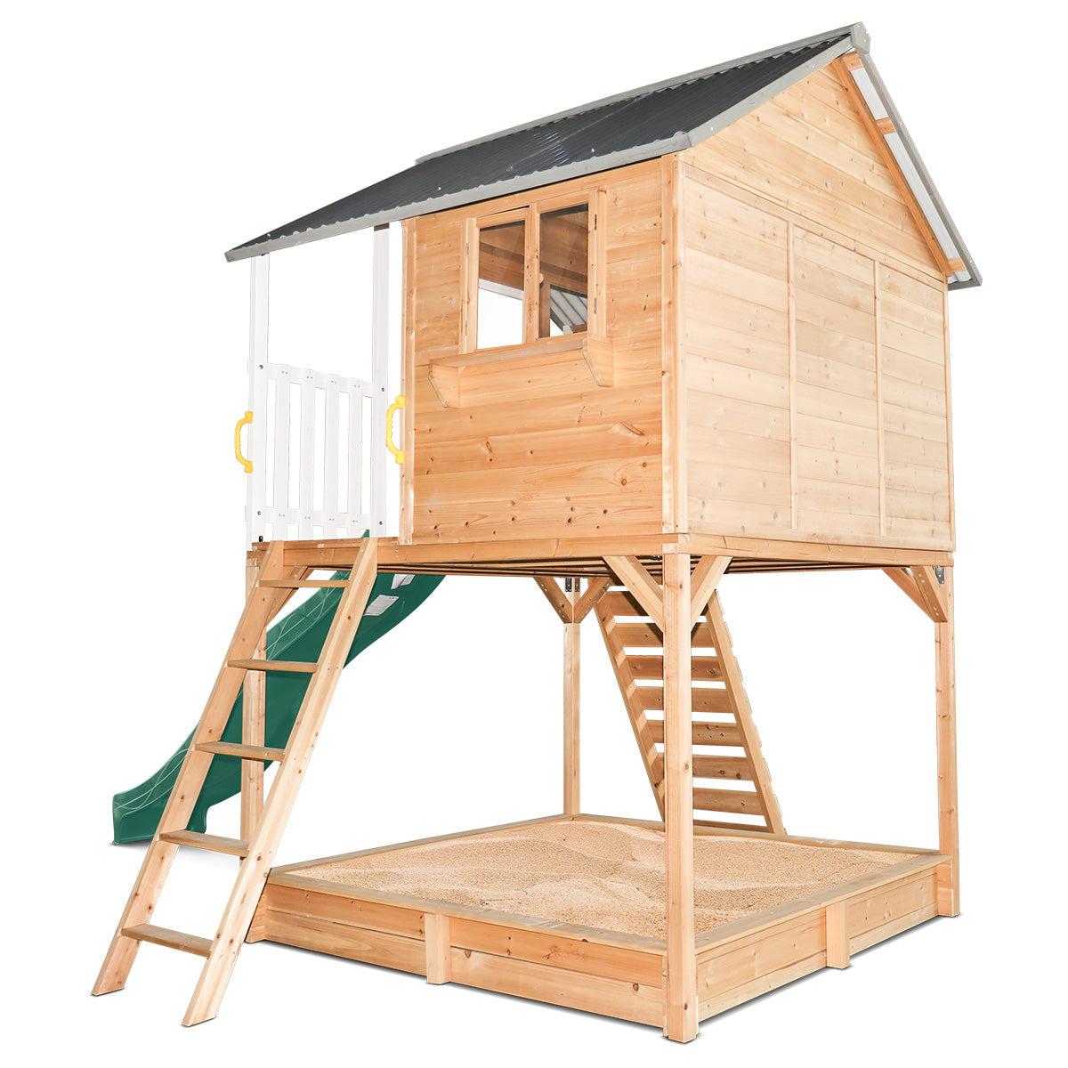 Lifespan Kids Winchester Cubby House with Elevation Platform - Green or Yellow Slide