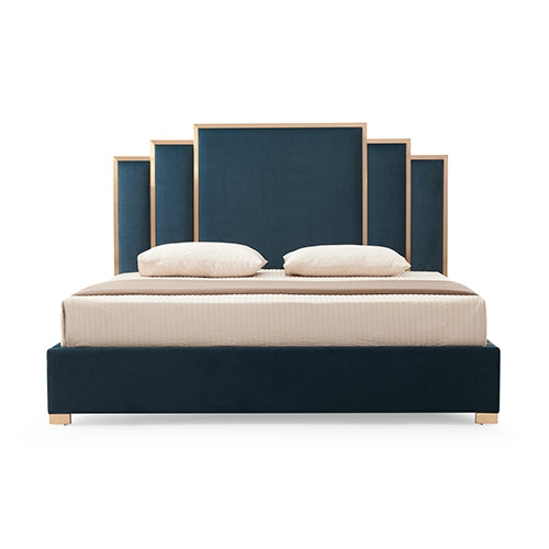 Austin Bed Frame Turquoise Upholstered Fabric & Slats - Queen or King