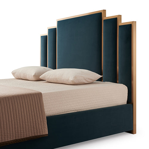 Austin Bed Frame Turquoise Upholstered Fabric & Slats - Queen or King