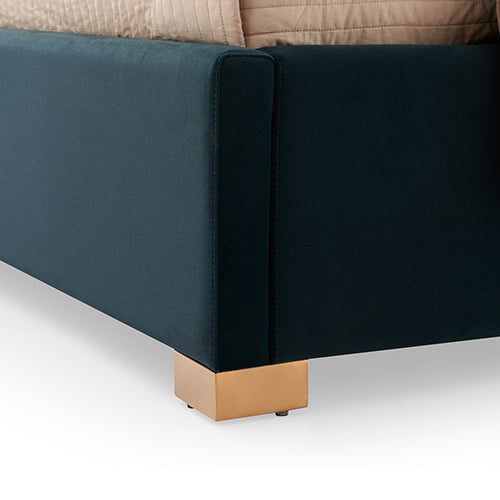 Austin Bed Frame Turquoise Upholstered Fabric & Slats - Queen or King
