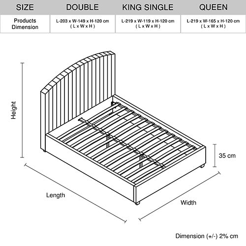 Queen Bed Frame  Pink Velvet Upholstery with High Headboard & Slatted Metal Frame