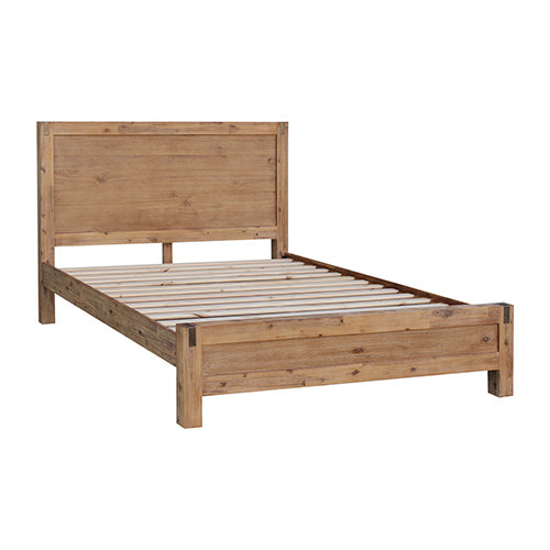 Bed Frame in Solid Wood Veneered Acacia Timber Slat in Oak - King