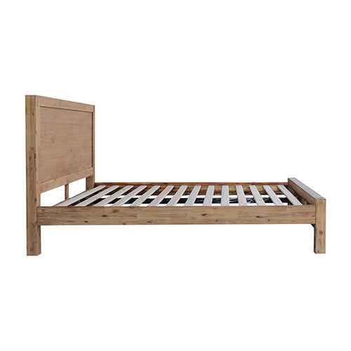 Bed Frame in Solid Wood Veneered Acacia Timber Slat in Oak - King