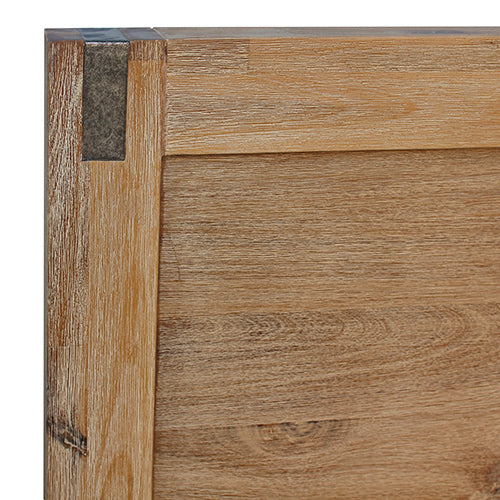 Bed Frame in Solid Wood Veneered Acacia Timber Slat in Oak - King