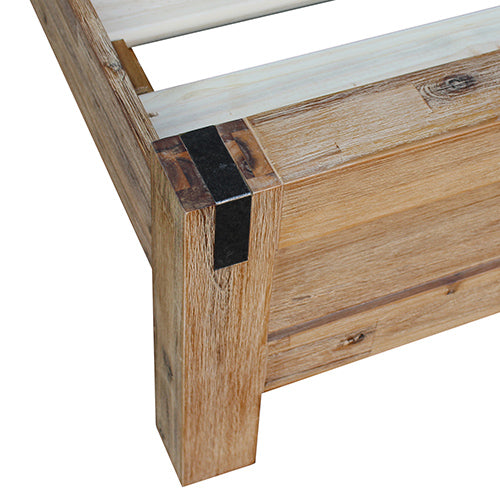 Bed Frame in Solid Wood Veneered Acacia Timber Slat in Oak - King