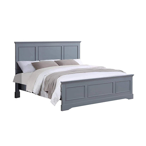 Bed Frame in Solid Wood with Slats Support in Grey - Queen or King