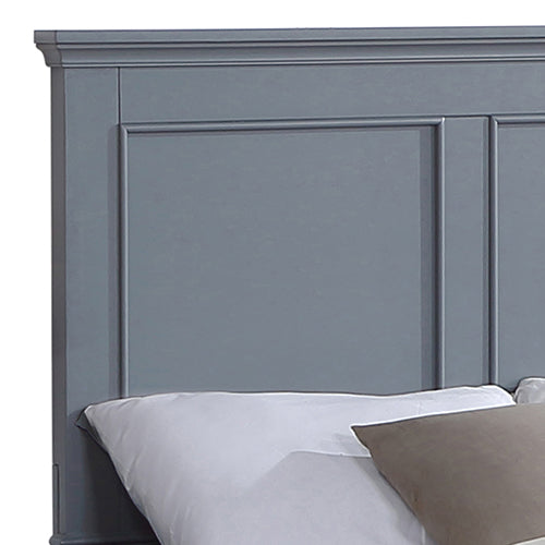 Bed Frame in Solid Wood with Slats Support in Grey - Queen or King