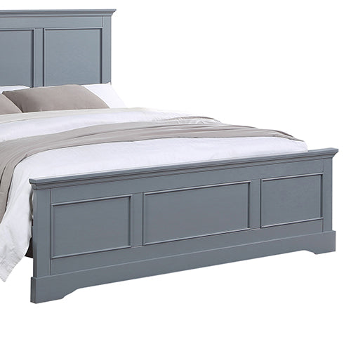 Bed Frame in Solid Wood with Slats Support in Grey - Queen or King