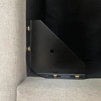 Veronica Winged Linen Queen Bed Frame with Padded Headboard & Storage - Light Grey