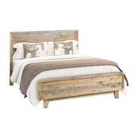 King Size Solid Wood Bed Frame in Antique Light Brown Finish
