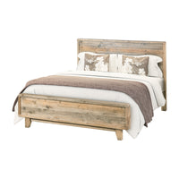 King Size Solid Wood Bed Frame in Antique Light Brown Finish