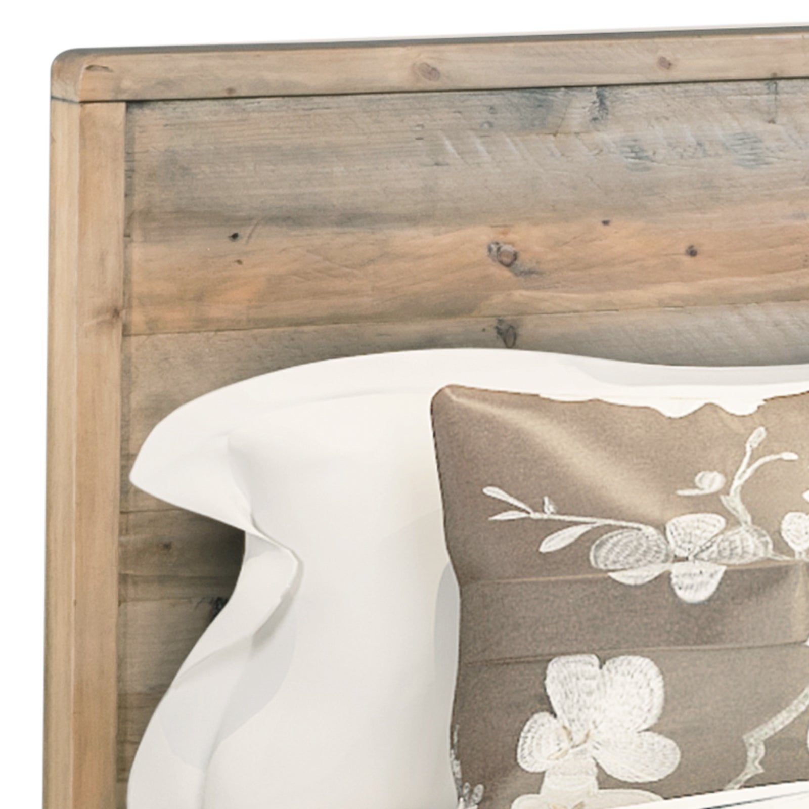 King Size Solid Wood Bed Frame in Antique Light Brown Finish