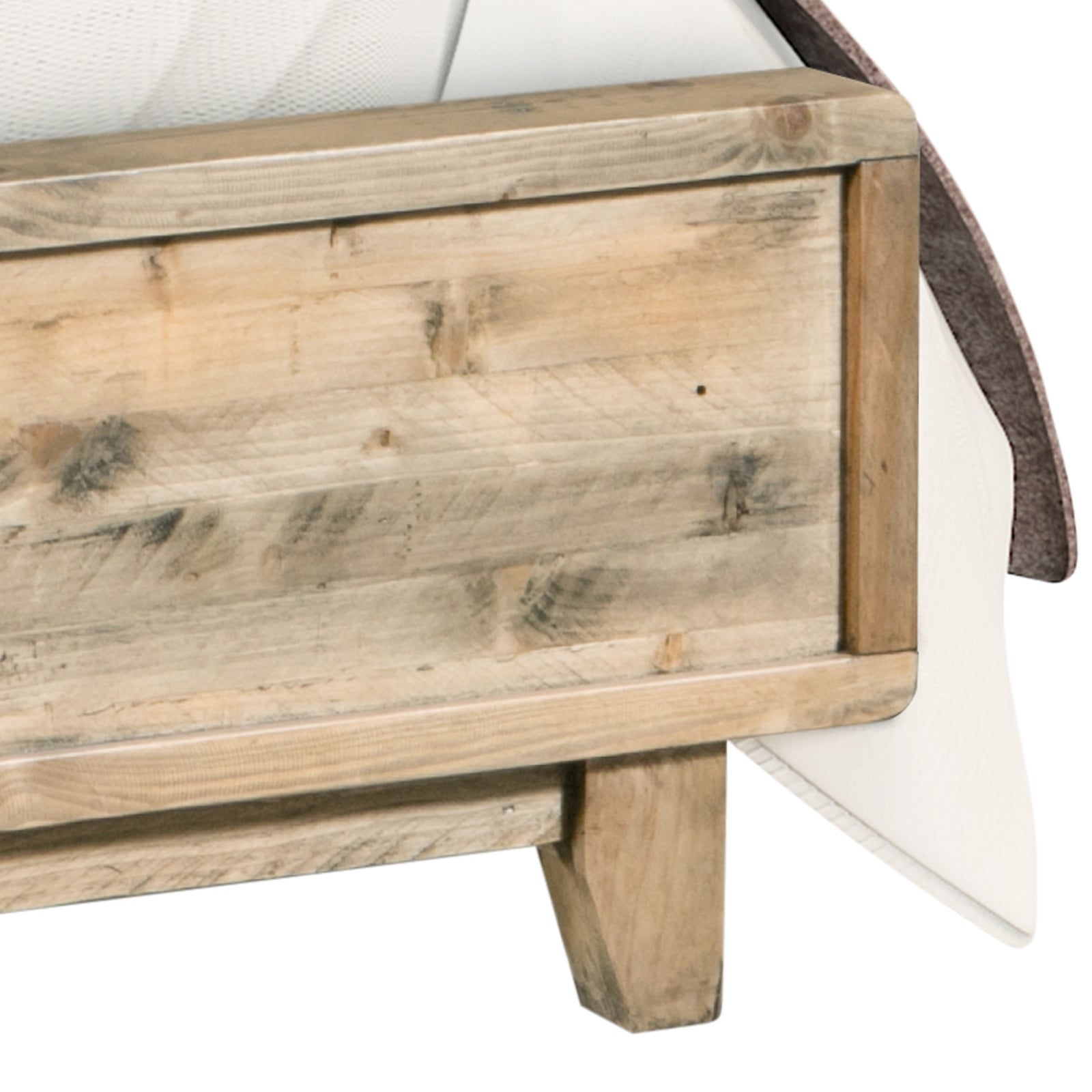 King Size Solid Wood Bed Frame in Antique Light Brown Finish