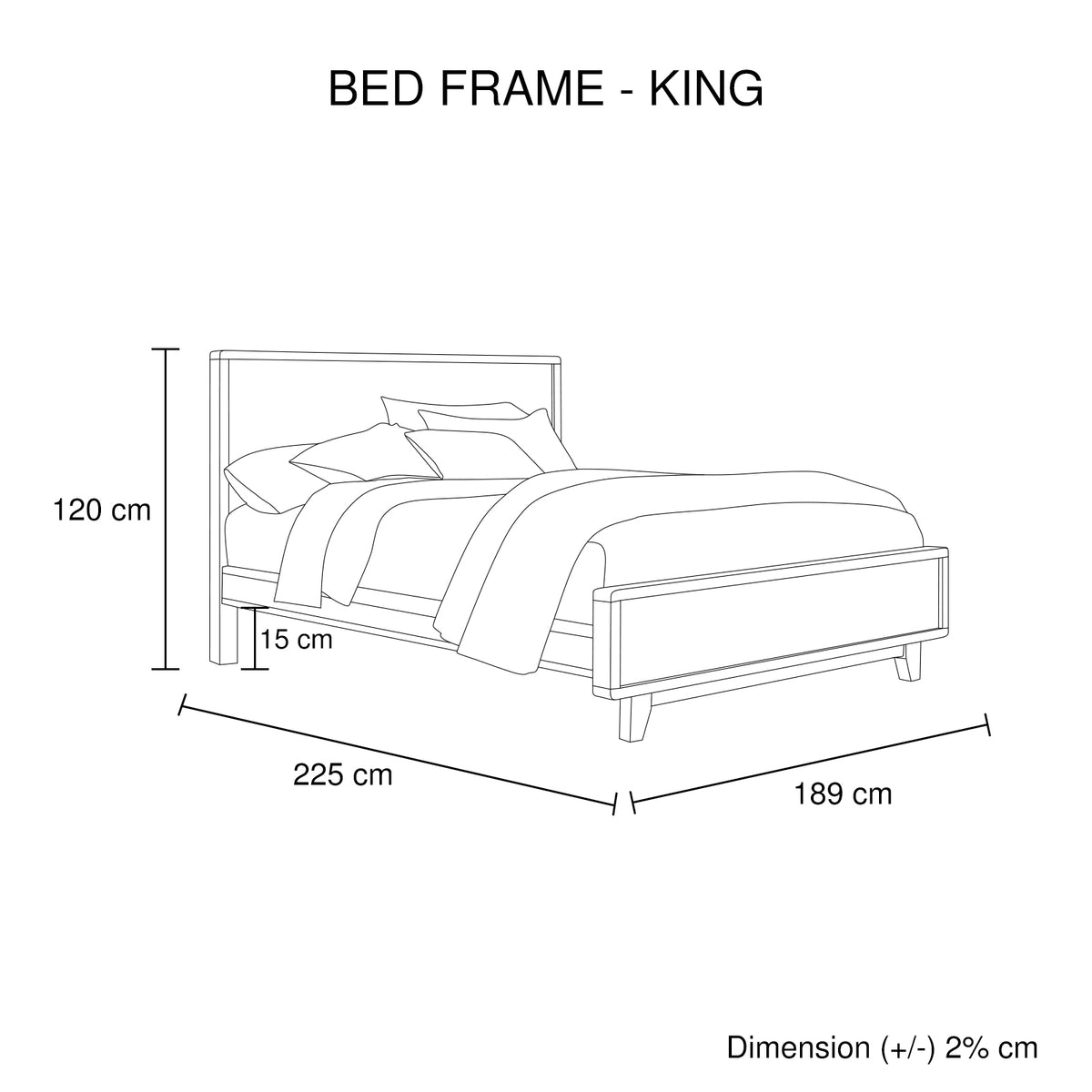 King Size Solid Wood Bed Frame in Antique Light Brown Finish