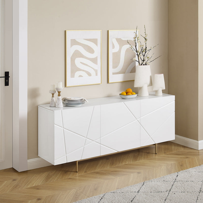 Amelia White Glossy 3 Door Buffet 180cms