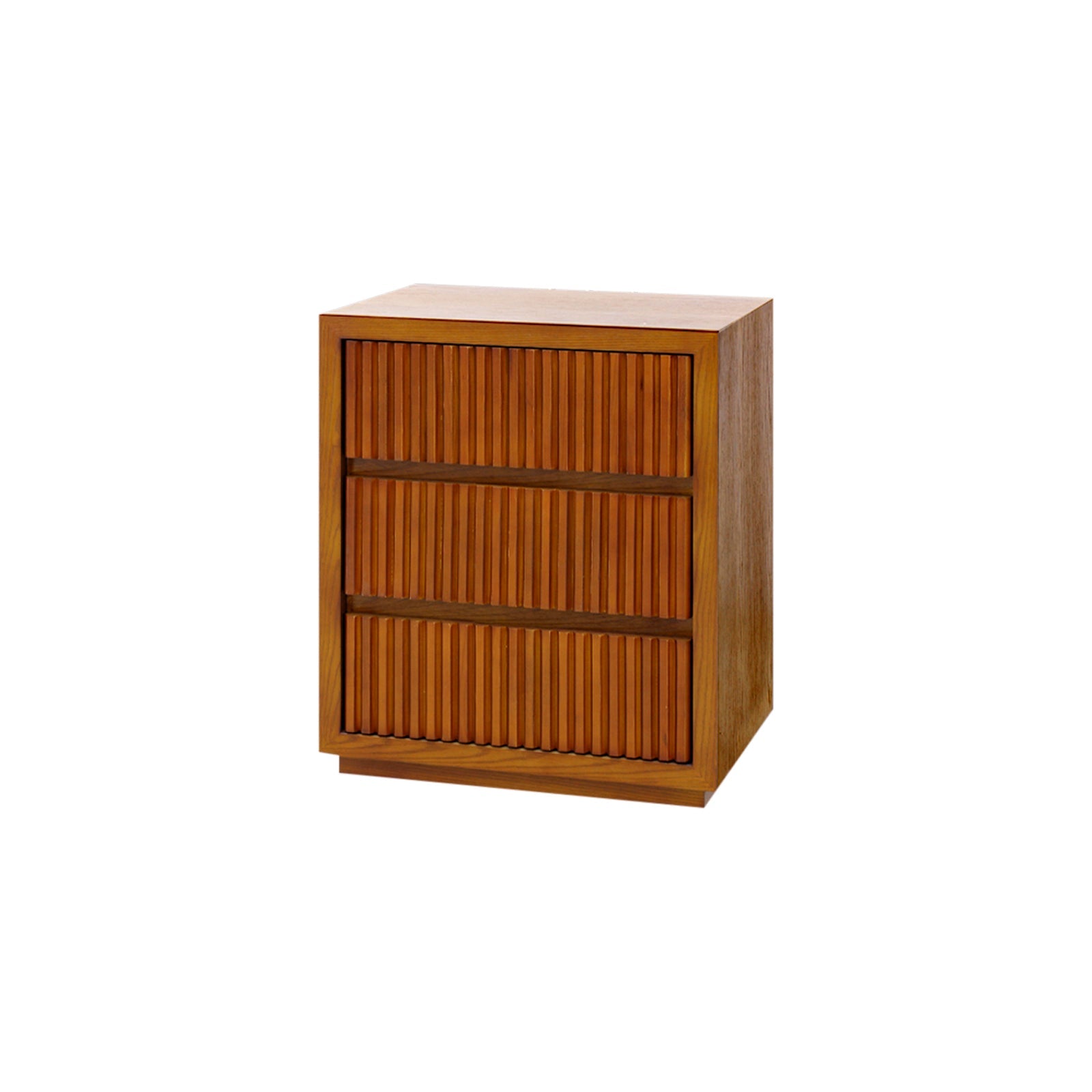 Bedside Table Waveform Design Three Drawers - Brown