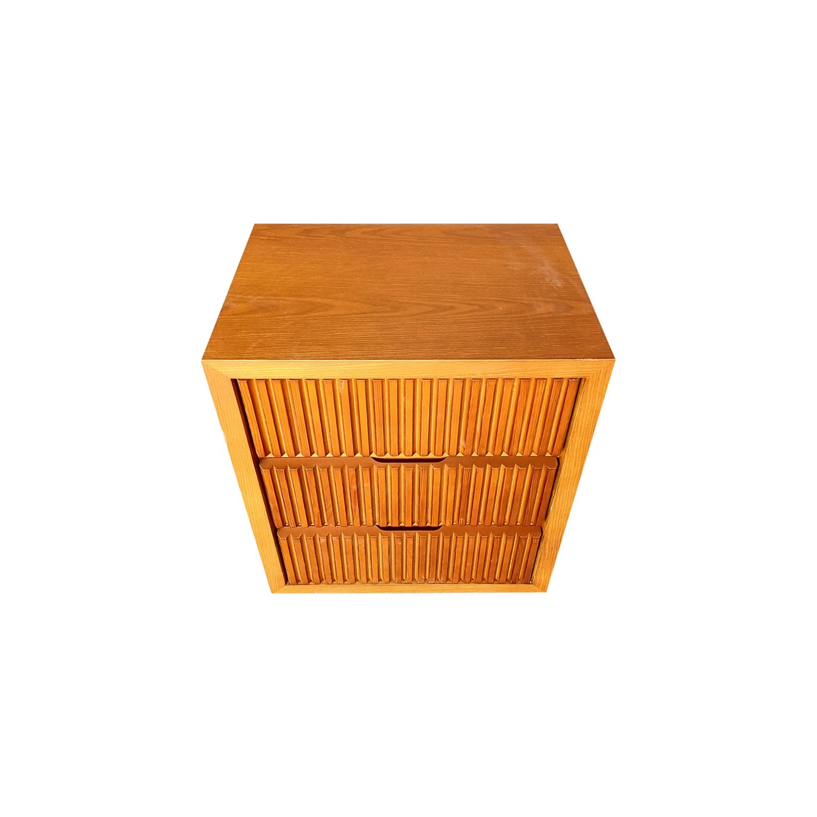 Bedside Table Waveform Design Three Drawers - Brown